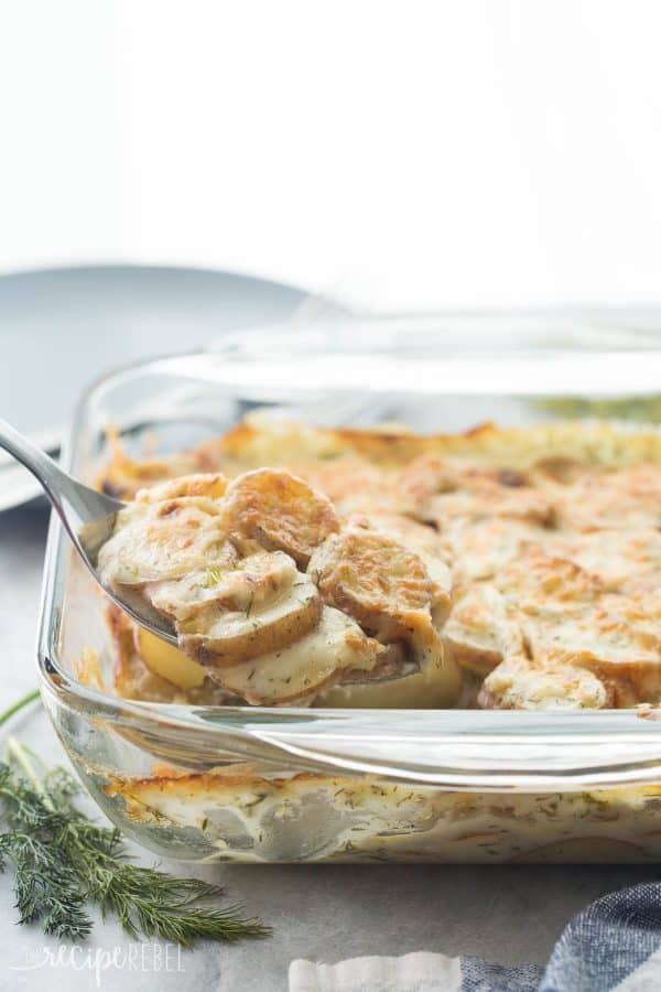 Light Creamy Dill Scalloped Potatoes