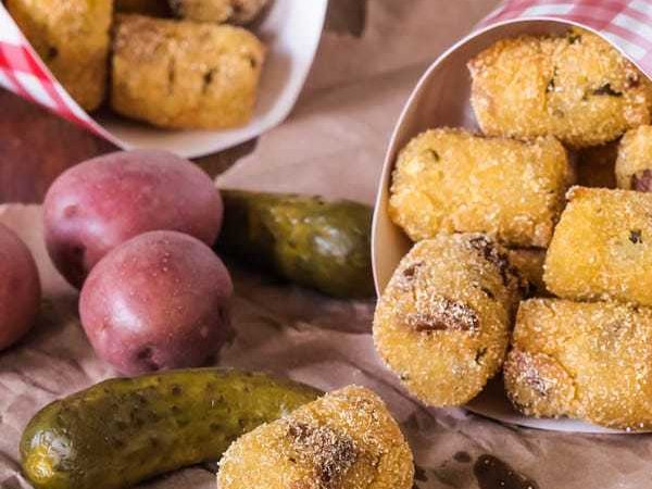 Fried Potato Pickle Pops