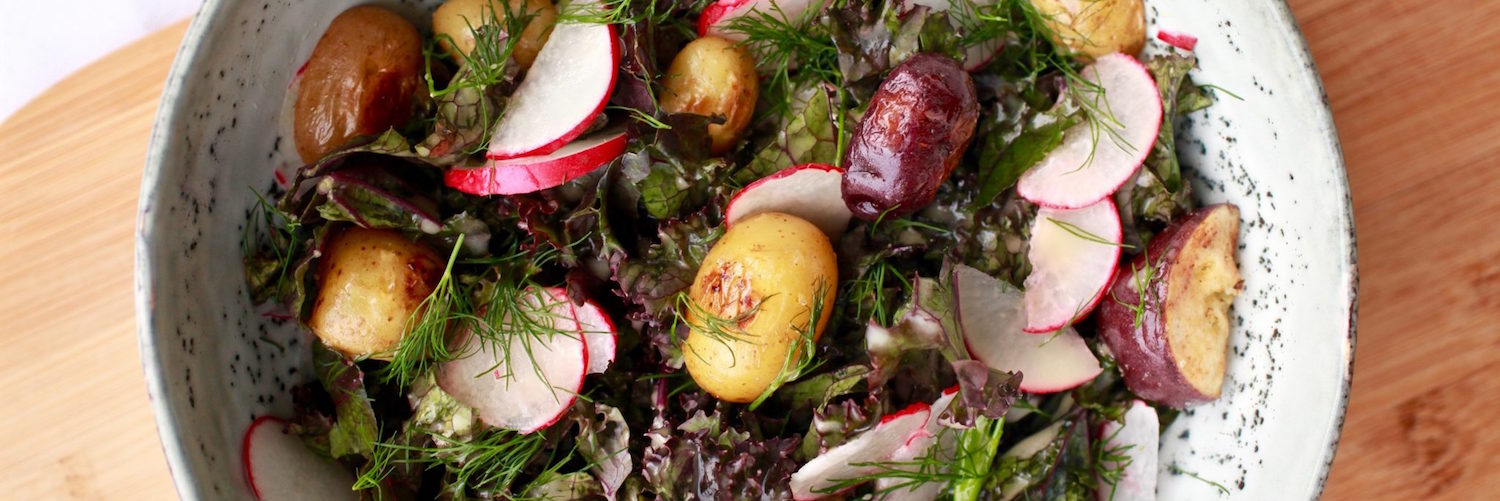 Red Kale and Potato Salad with Lemon Maple Dijon Dressing