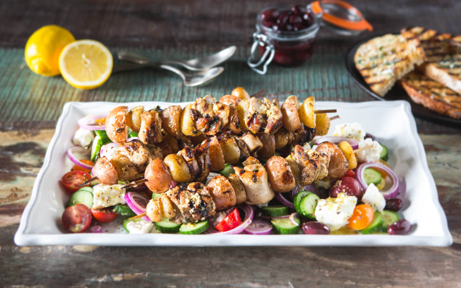 Grilled Greek Kebabs with Little Potatoes