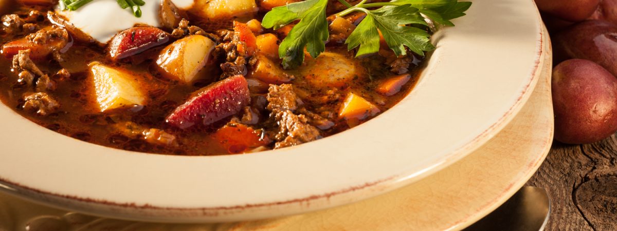 Beef Borscht with Little Potatoes and Root Veggies