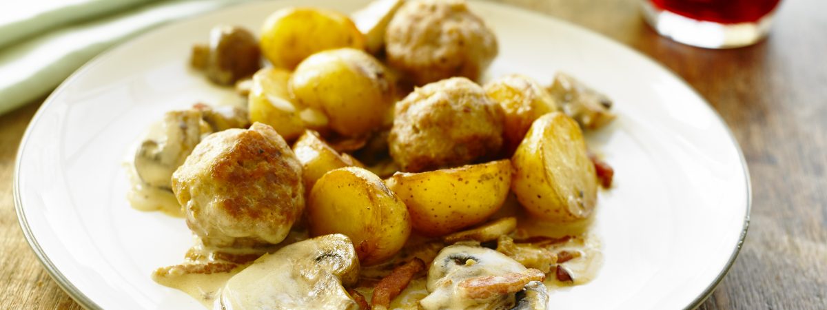 Forest Casserole with Meatballs and Potatoes