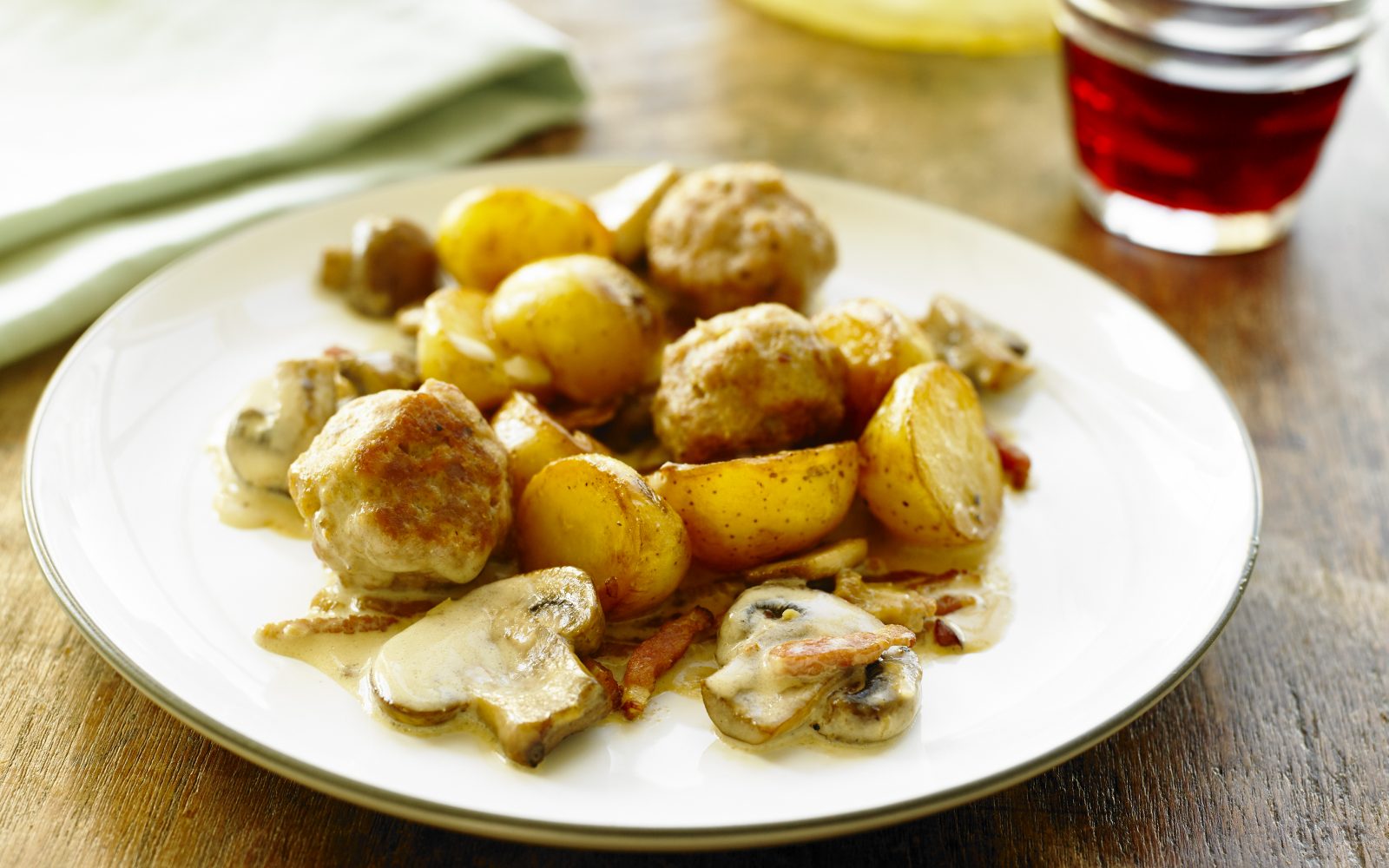 Forest Casserole with Meatballs and Potatoes