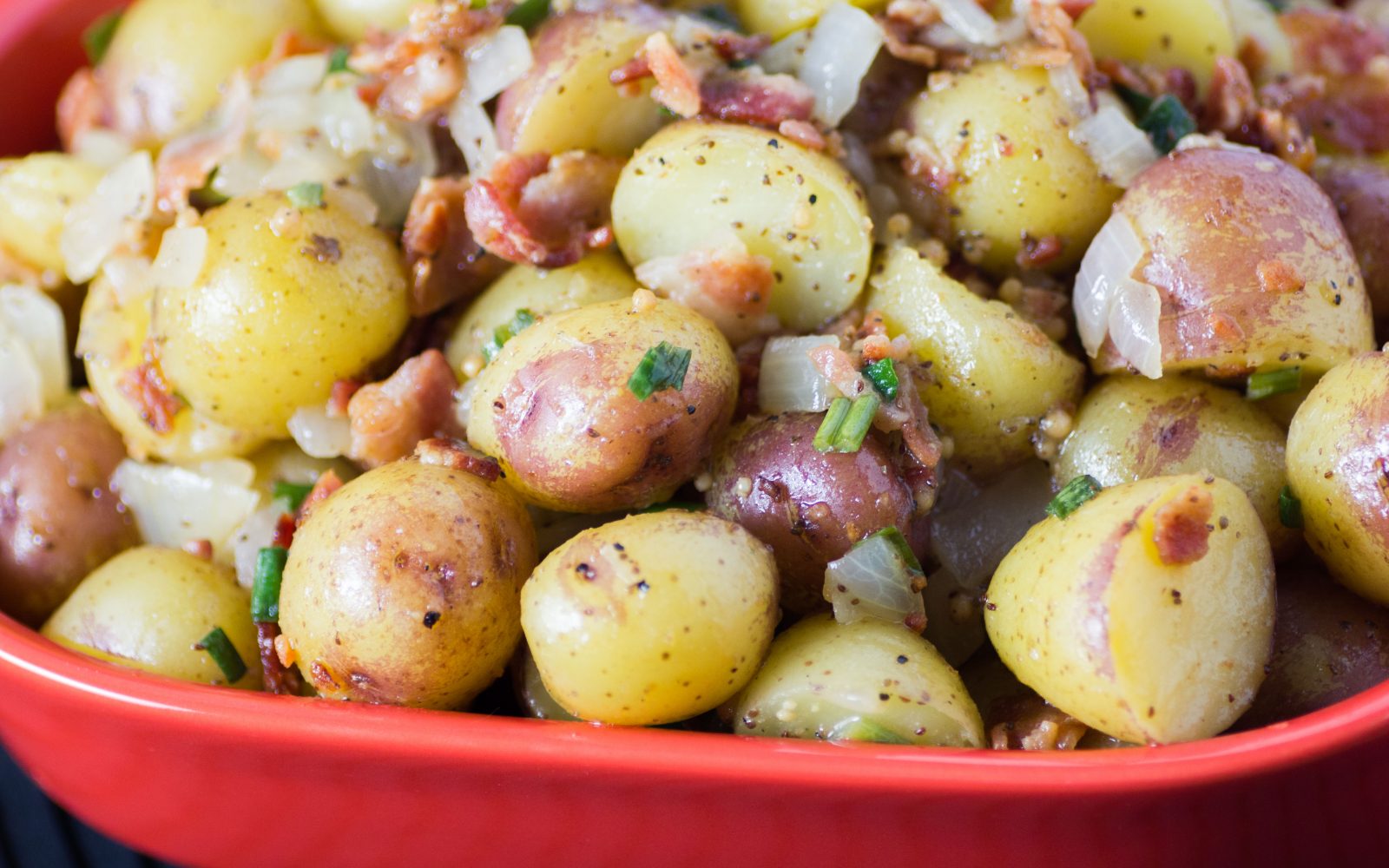 Hot German Potato Salad with Bacon and Green Onion