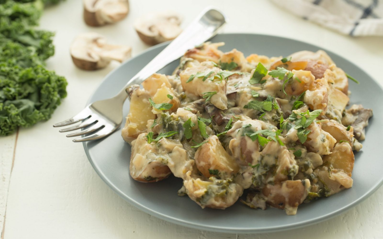 Kale and Mushroom Potato Casserole