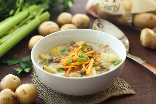 Lightened-Up Slow Cooker Cheeseburger Soup