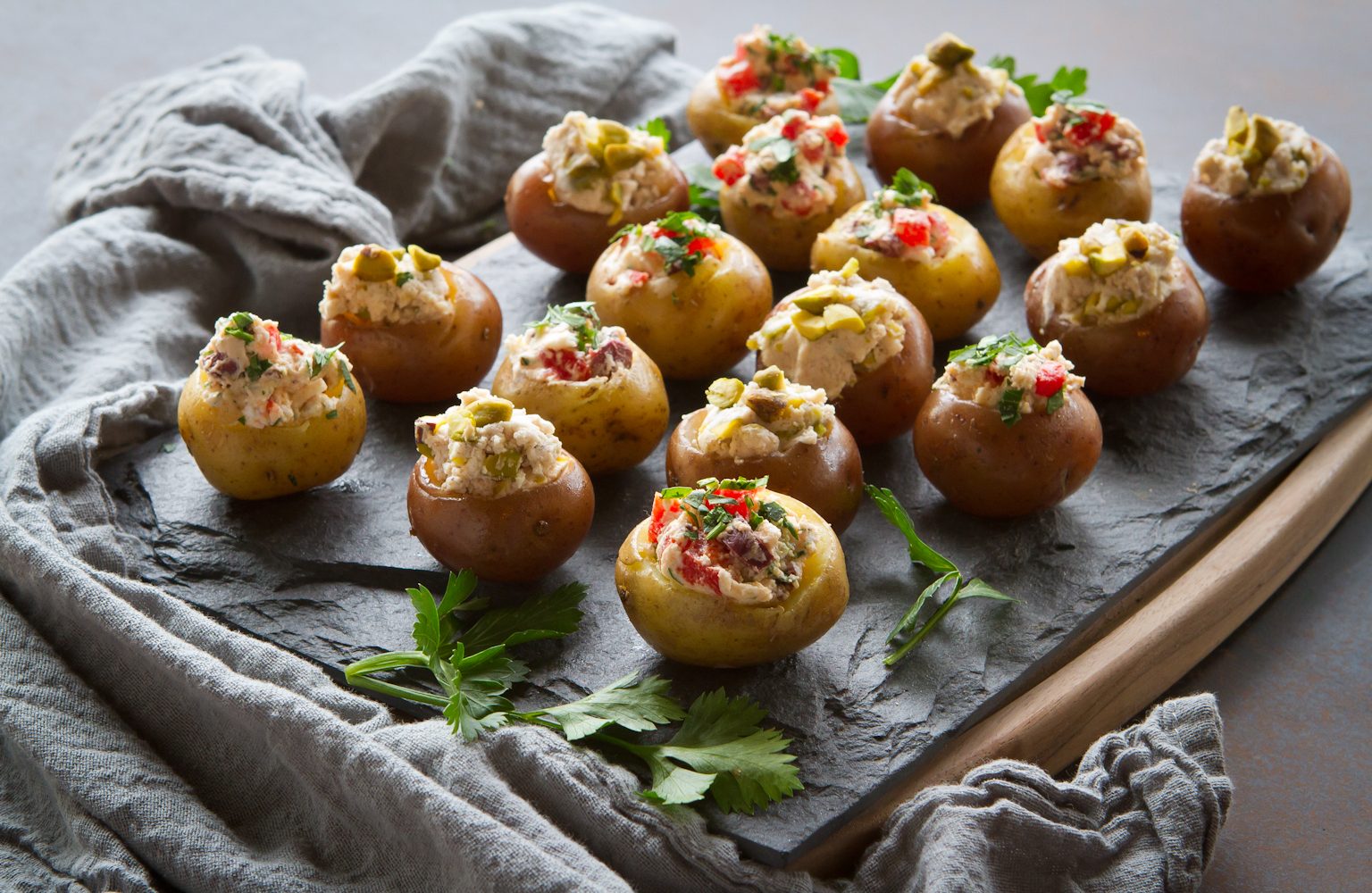 Mini Goat Cheese Stuffed Potatoes