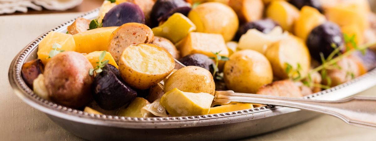 Sausage and Potatoes with Roasted Apples