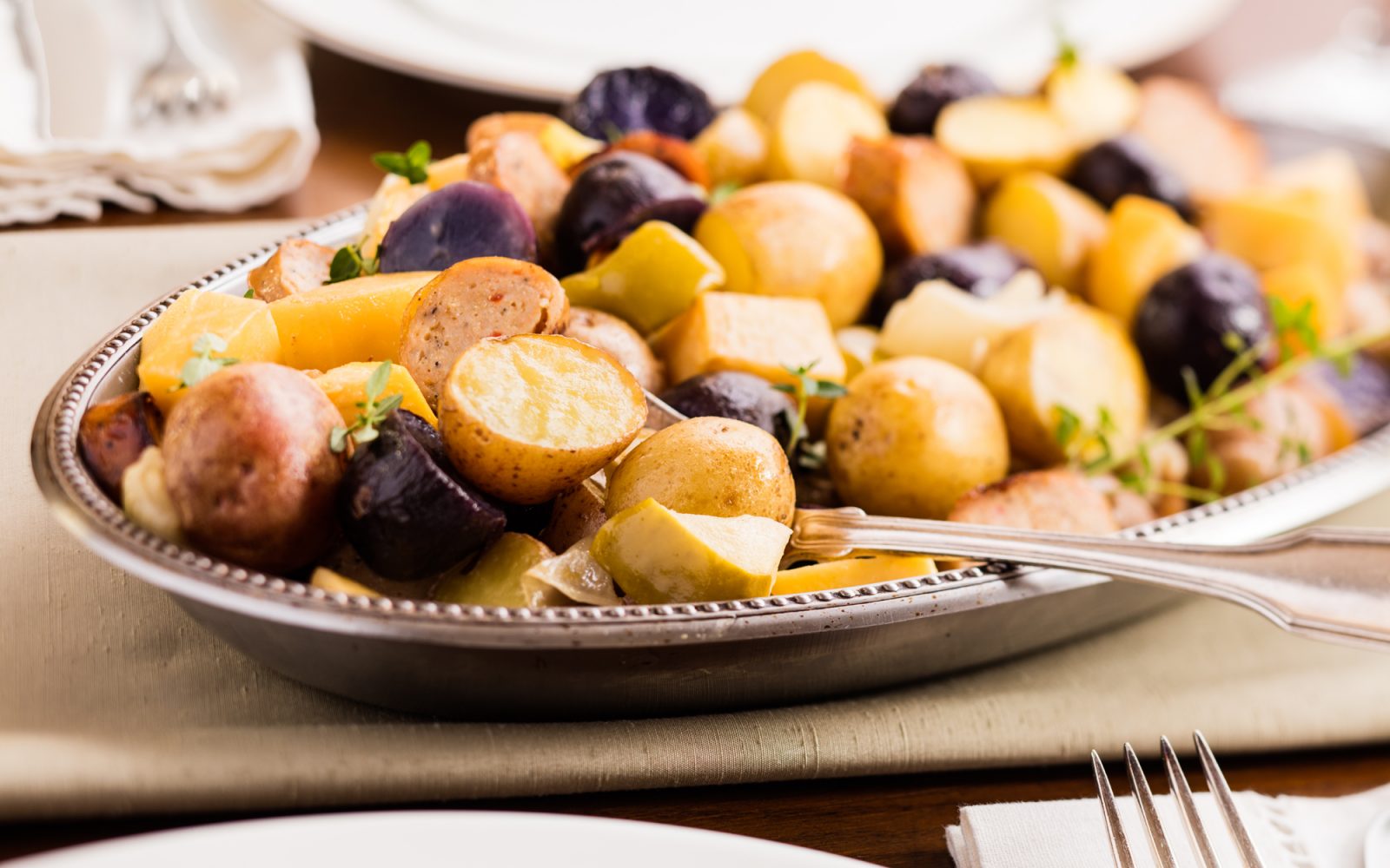 Sausage and Potatoes with Roasted Apples