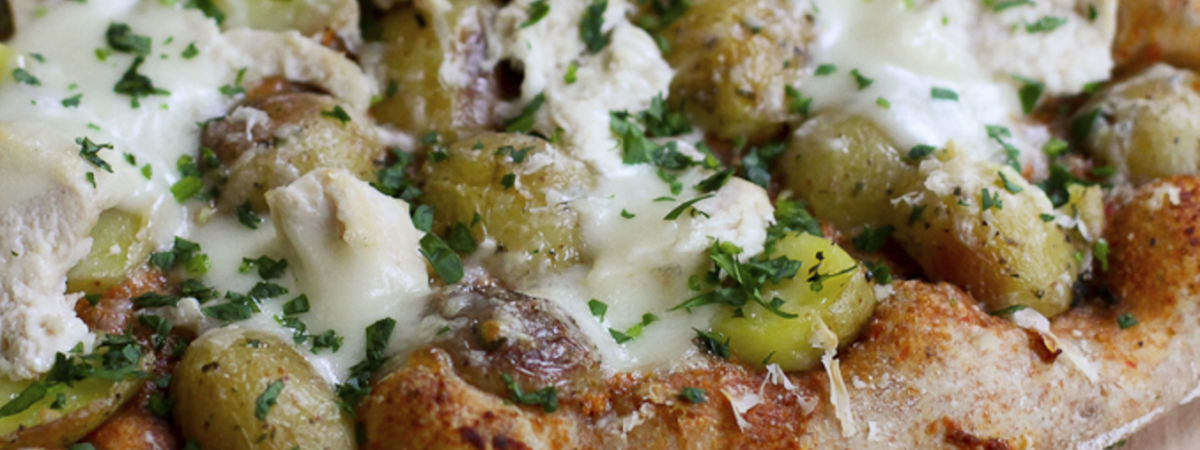 Leftover Turkey (or Chicken) Potato Pizza