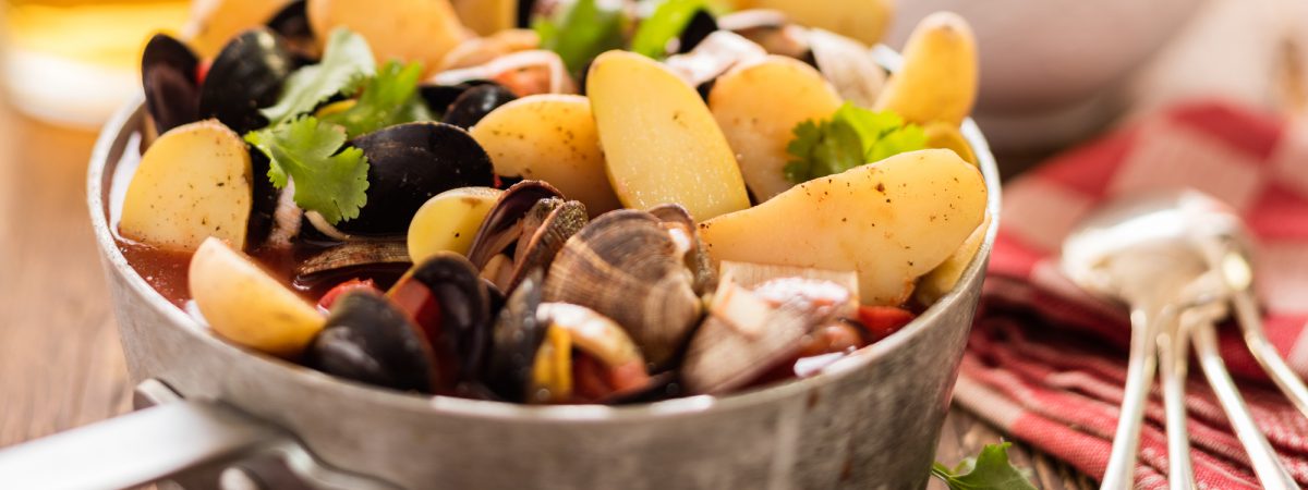 Seafood Soup with Mussels, Clams and Potatoes