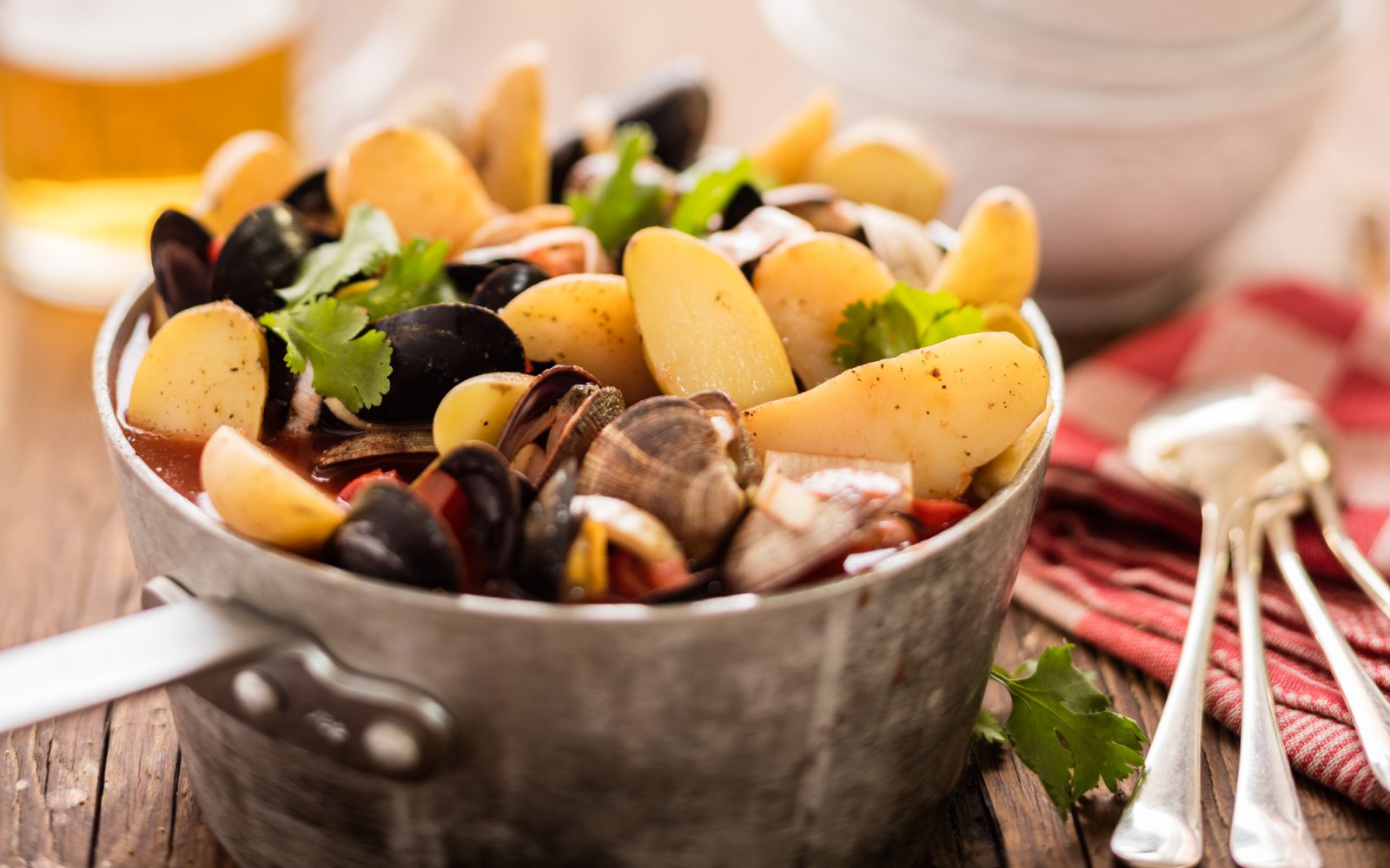 Seafood Soup with Mussels, Clams and Potatoes