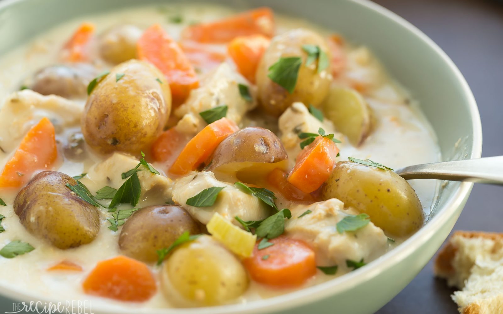 Slow Cooker Garlic Parmesan Chicken Stew