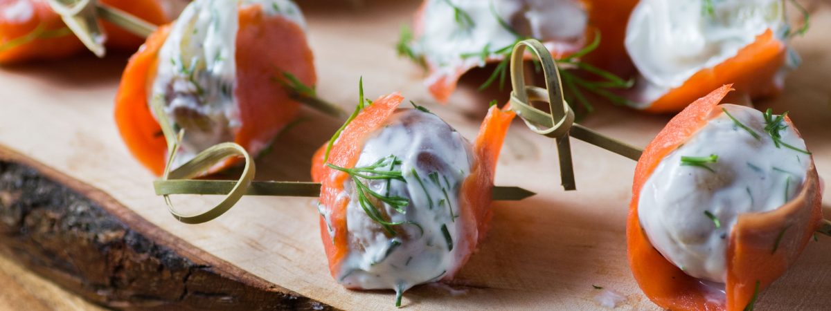 Smoked Salmon Wrapped Dill Chive Potatoes