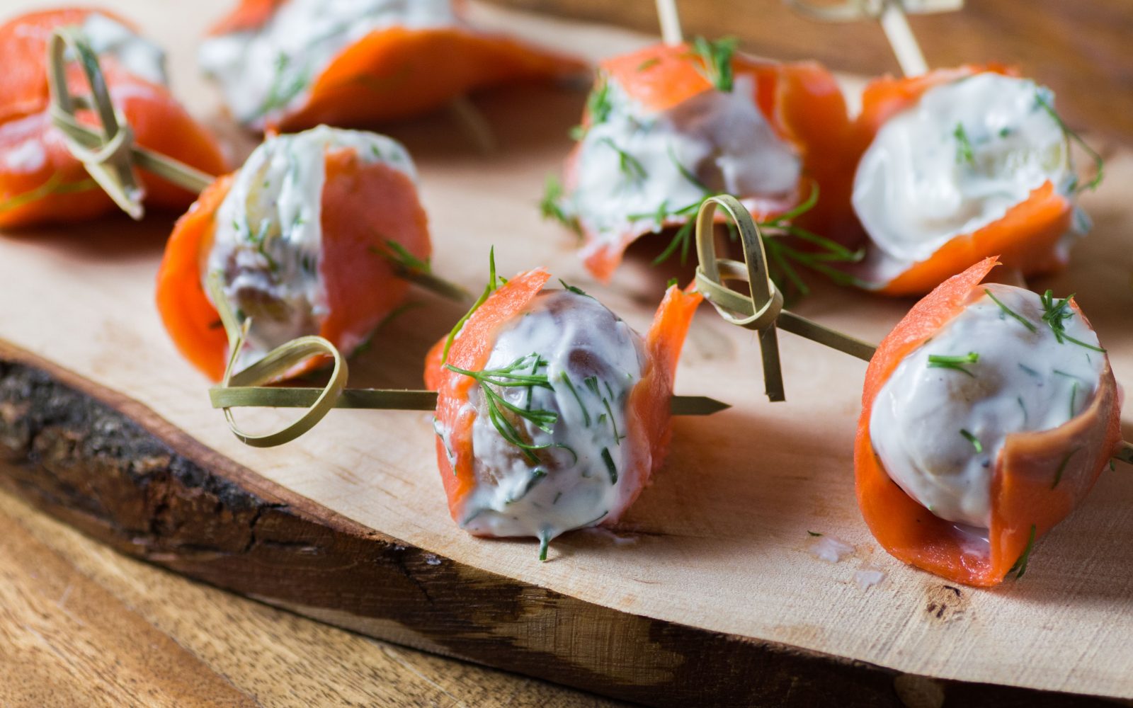 Smoked Salmon Wrapped Dill Chive Potatoes