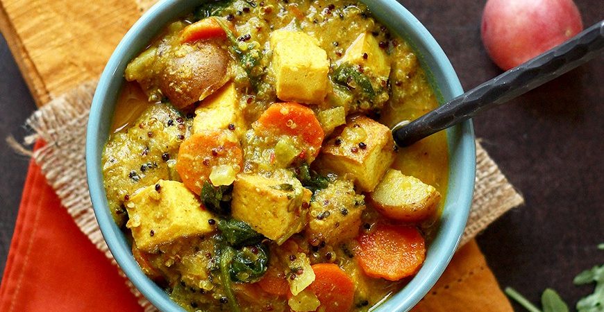 Coconut Curry Spicy Potato Soup with Tofu