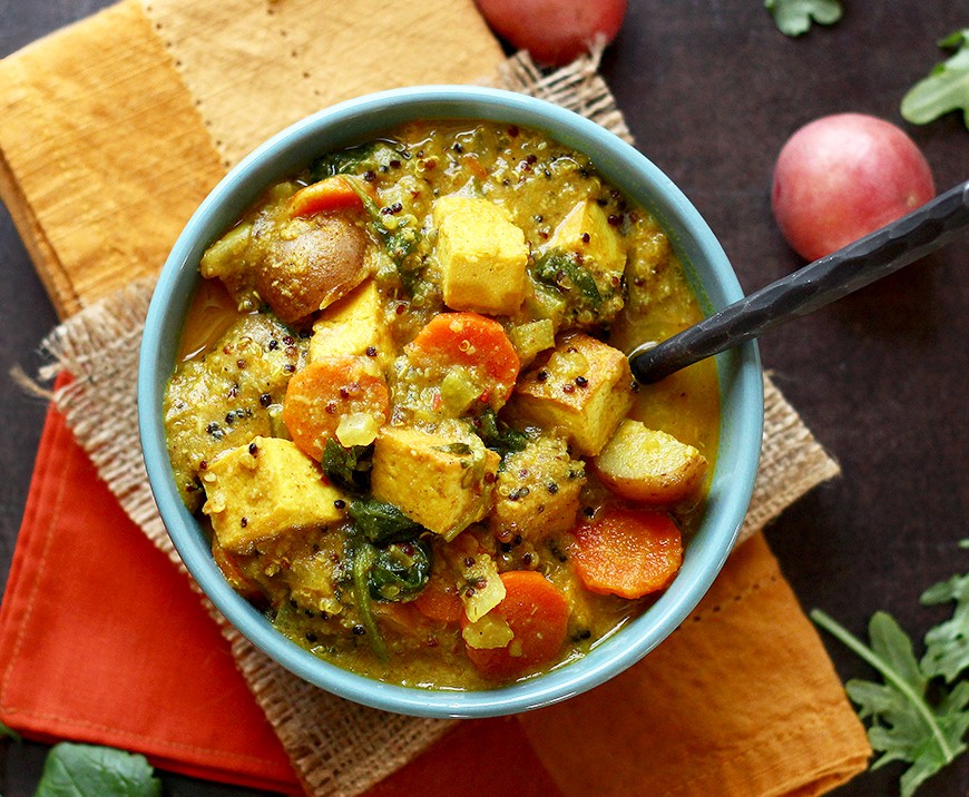 Coconut Curry Spicy Potato Soup with Tofu