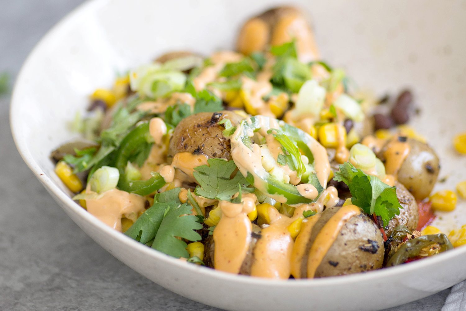 Vegan Grilled Potato Nacho Bowls