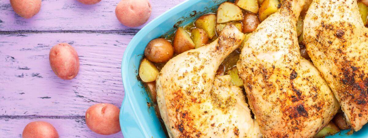 One-Pan Lemon Chicken Leg Quarters with Creamer Potatoes