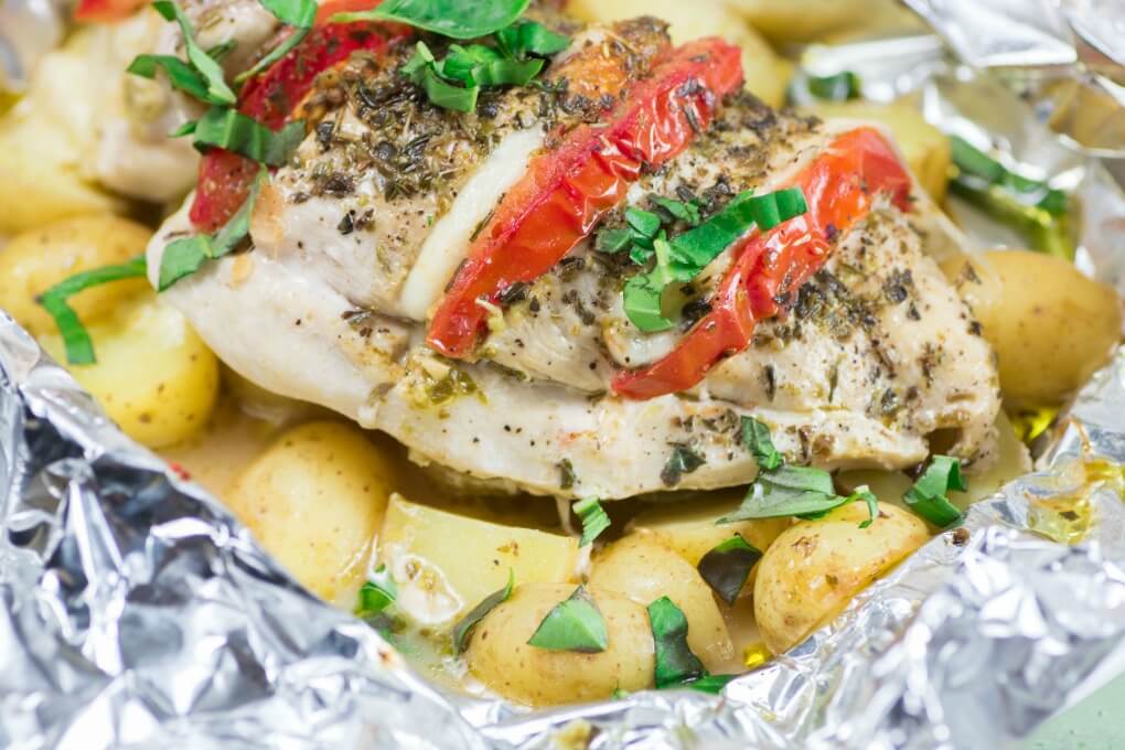 Grilled Caprese Chicken Foil Packs