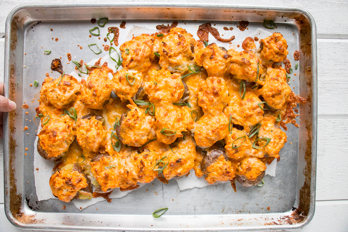 Buffalo Chicken Smashed Potatoes