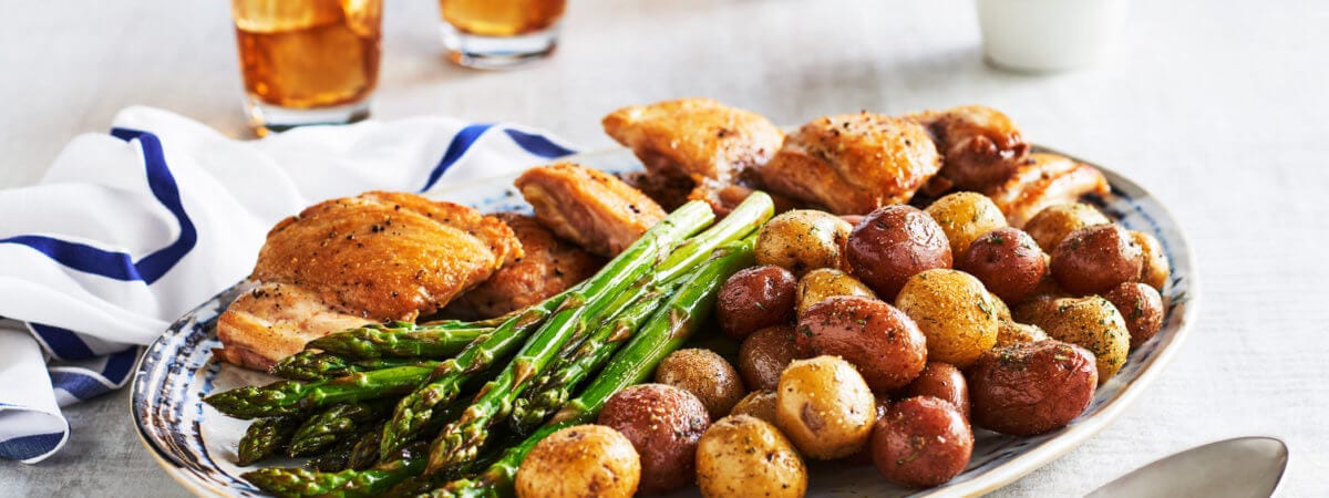 Easy Peazy One Sheet Little Potatoes and Herbed Chicken