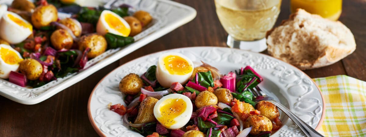 Potatoes with Swiss Chard and Soft-Boiled Eggs