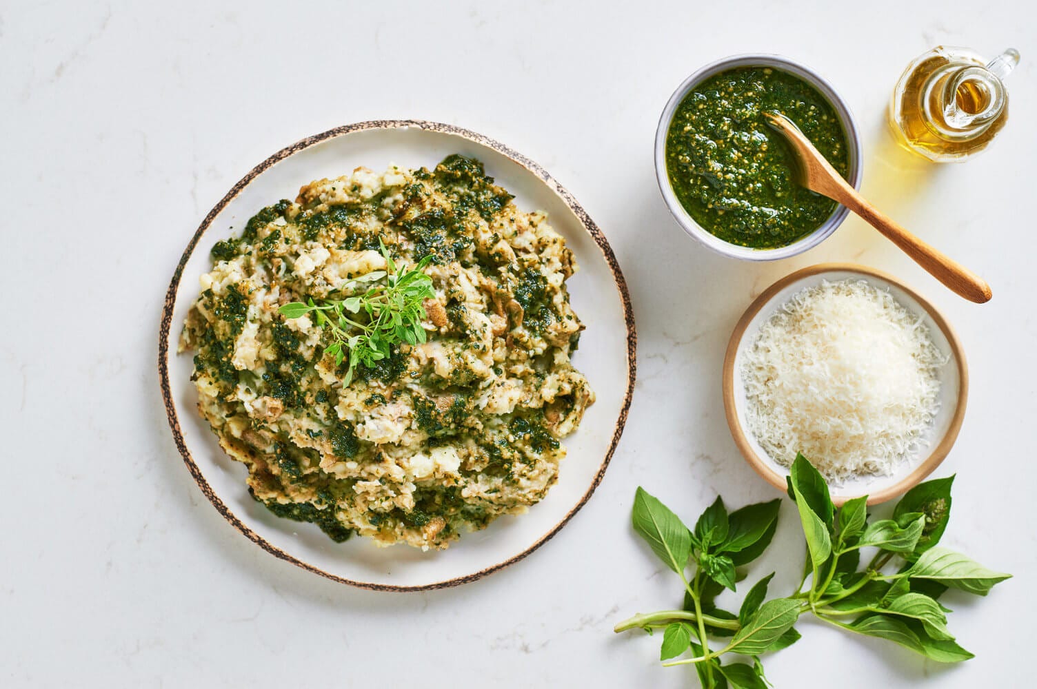 Basil Pesto Mashed Potatoes