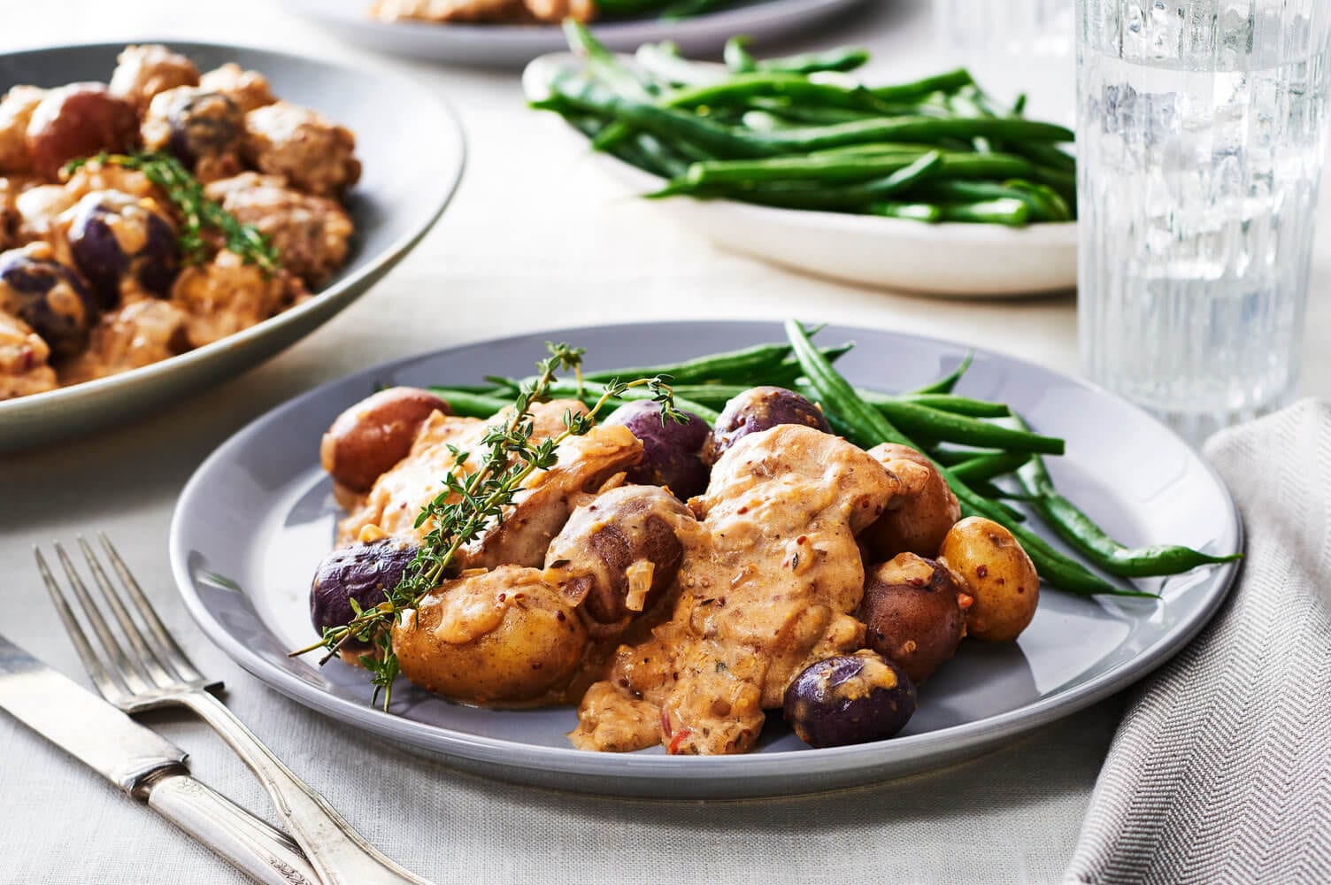 Dutch Oven Chicken and Potatoes in Dijon Cream Sauce