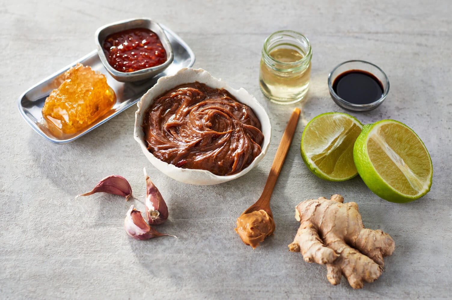 Smashed Potatoes with Peanut Dip