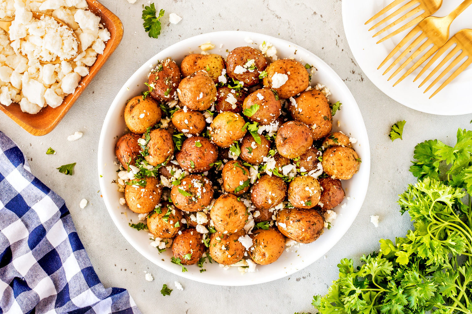 Easy Lemon Feta Mediterranean Potatoes